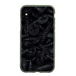 Чехол iPhone XS Max матовый Саморезы, цвет: 3D-темно-зеленый