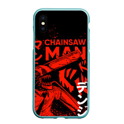 Чехол iPhone XS Max матовый Человек-бензопила : Дэнжи, цвет: 3D-мятный