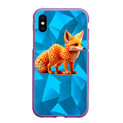 Чехол iPhone XS Max матовый Полигональный лисёнок, цвет: 3D-фиолетовый