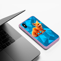 Чехол iPhone XS Max матовый Полигональный лисёнок, цвет: 3D-сиреневый — фото 2