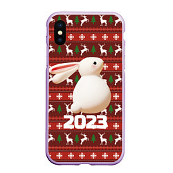 Чехол iPhone XS Max матовый Белый большой кролик 2023