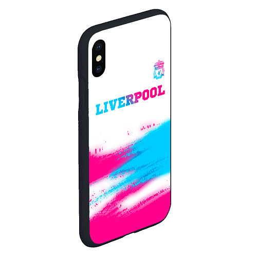 Чехол iPhone XS Max матовый Liverpool neon gradient style: символ сверху / 3D-Черный – фото 2
