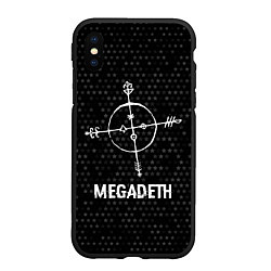 Чехол iPhone XS Max матовый Megadeth glitch на темном фоне, цвет: 3D-черный