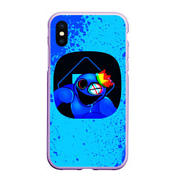 Чехол iPhone XS Max матовый Радужные друзья: Синий глитч, цвет: 3D-сиреневый