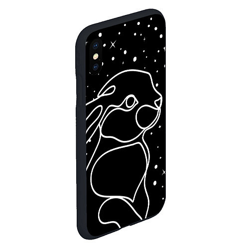 Чехол iPhone XS Max матовый Кролик и снегопад / 3D-Черный – фото 2