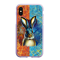 Чехол iPhone XS Max матовый Огненный новогодний кролик
