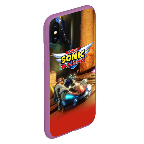 Чехол iPhone XS Max матовый Team Sonic racing - hedgehog - video game / 3D-Фиолетовый – фото 2