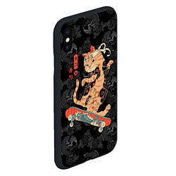 Чехол iPhone XS Max матовый Кот самурай на скейтборде, цвет: 3D-черный — фото 2