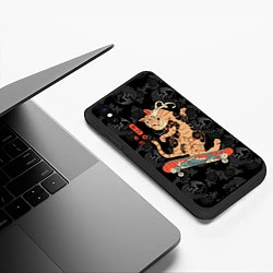 Чехол iPhone XS Max матовый Кот самурай на скейтборде, цвет: 3D-черный — фото 2