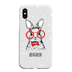 Чехол iPhone XS Max матовый Снегопад и кролик 2023