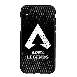 Чехол iPhone XS Max матовый Apex Legends с потертостями на темном фоне, цвет: 3D-черный