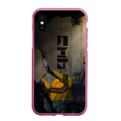 Чехол iPhone XS Max матовый Стена город 17, цвет: 3D-малиновый