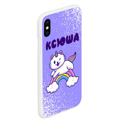 Чехол iPhone XS Max матовый Ксюша кошка единорожка / 3D-Белый – фото 2