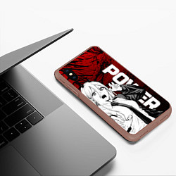 Чехол iPhone XS Max матовый Пауэр : Человек-бензопила, цвет: 3D-коричневый — фото 2