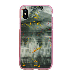 Чехол iPhone XS Max матовый Абстрактный силуэт дома и краски на поверхности