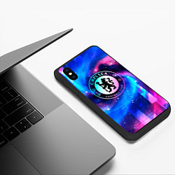 Чехол iPhone XS Max матовый Chelsea неоновый космос, цвет: 3D-черный — фото 2