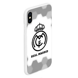Чехол iPhone XS Max матовый Real Madrid sport на светлом фоне, цвет: 3D-белый — фото 2