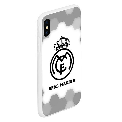 Чехол iPhone XS Max матовый Real Madrid sport на светлом фоне / 3D-Белый – фото 2