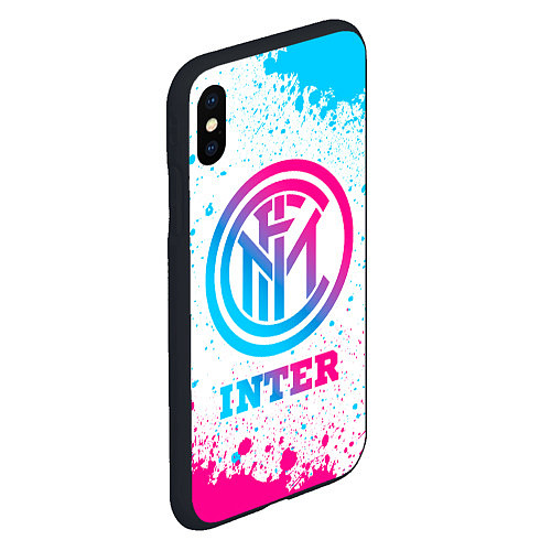 Чехол iPhone XS Max матовый Inter neon gradient style / 3D-Черный – фото 2