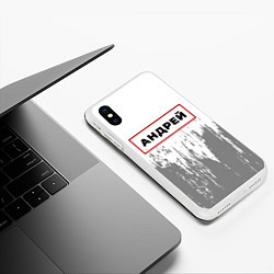 Чехол iPhone XS Max матовый Андрей - в красной рамке на светлом, цвет: 3D-белый — фото 2