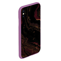 Чехол iPhone XS Max матовый Золотистые блёстки и песок, цвет: 3D-фиолетовый — фото 2