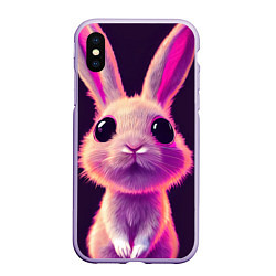 Чехол iPhone XS Max матовый Кролик 3Д арт, цвет: 3D-светло-сиреневый