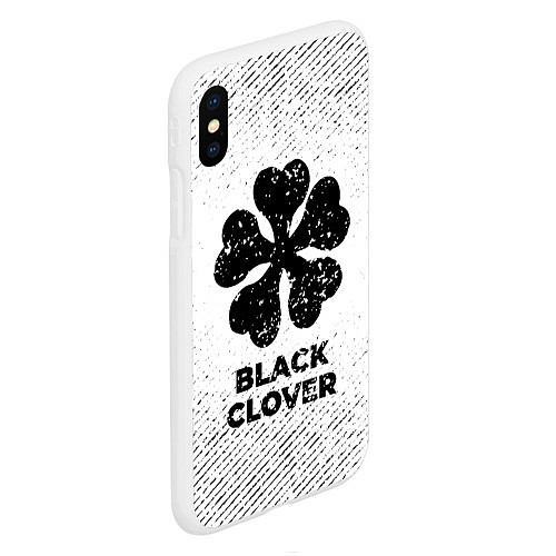 Чехол iPhone XS Max матовый Black Clover с потертостями на светлом фоне / 3D-Белый – фото 2