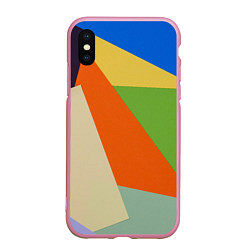Чехол iPhone XS Max матовый Геометрические разноцветные фигyры, цвет: 3D-розовый