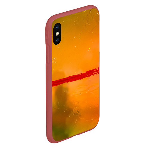 Чехол iPhone XS Max матовый Оранжевый туман и красная краска / 3D-Красный – фото 2