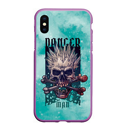 Чехол iPhone XS Max матовый Danger Man, цвет: 3D-фиолетовый