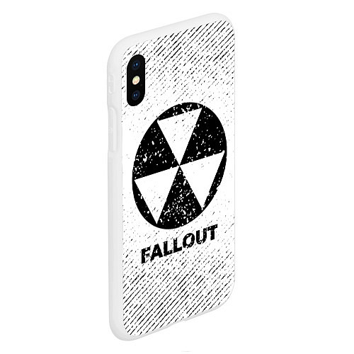 Чехол iPhone XS Max матовый Fallout с потертостями на светлом фоне / 3D-Белый – фото 2