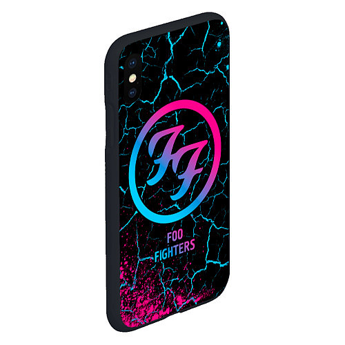Чехол iPhone XS Max матовый Foo Fighters - neon gradient / 3D-Черный – фото 2