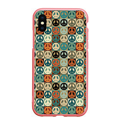 Чехол iPhone XS Max матовый Peace symbol pattern, цвет: 3D-баблгам