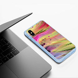 Чехол iPhone XS Max матовый Растекающиеся краски, цвет: 3D-голубой — фото 2