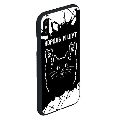 Чехол iPhone XS Max матовый Группа Король и Шут и рок кот / 3D-Черный – фото 2