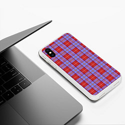 Чехол iPhone XS Max матовый Ткань Шотландка красно-синяя, цвет: 3D-белый — фото 2