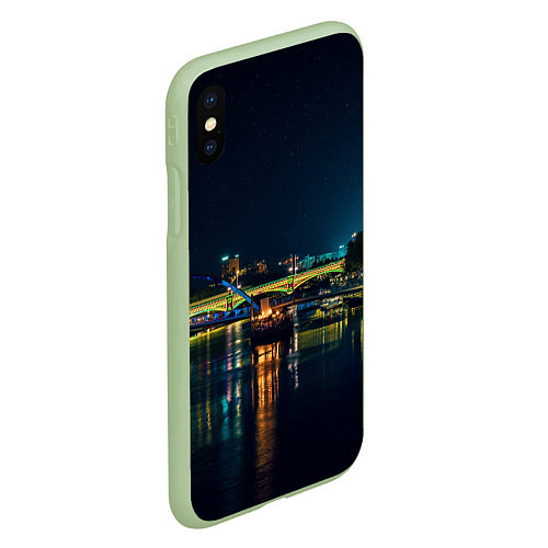 Чехол iPhone XS Max матовый Неоновый ночной город / 3D-Салатовый – фото 2