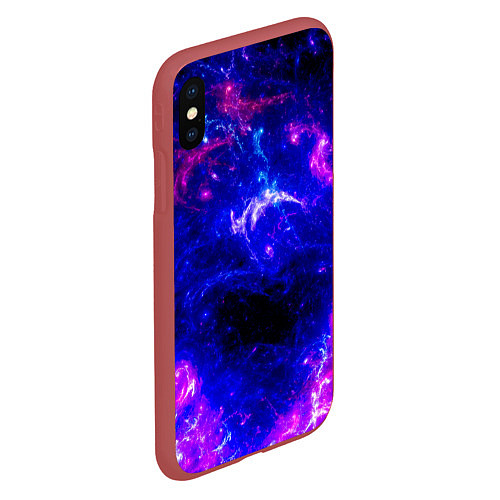 Чехол iPhone XS Max матовый Неоновый космос со звездами / 3D-Красный – фото 2