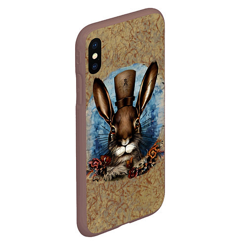 Чехол iPhone XS Max матовый Ретро кролик / 3D-Коричневый – фото 2