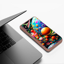 Чехол iPhone XS Max матовый Абстрактные космические шары, цвет: 3D-коричневый — фото 2