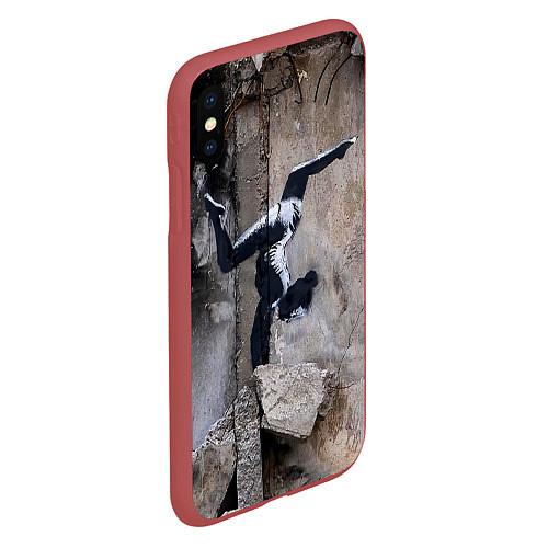 Чехол iPhone XS Max матовый Бэнкси Гимнастка / 3D-Красный – фото 2