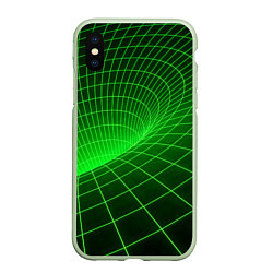 Чехол iPhone XS Max матовый Зелёная неоновая чёрная дыра
