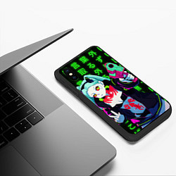 Чехол iPhone XS Max матовый Неоновые иероглифы - Ребекка, цвет: 3D-черный — фото 2