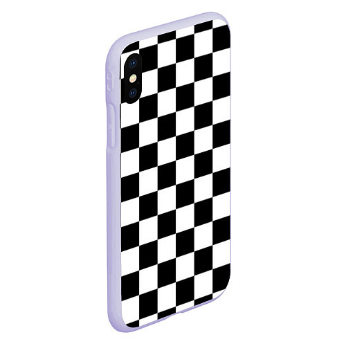 Чехол iPhone XS Max матовый Шахматные клетки - текстура / 3D-Светло-сиреневый – фото 2