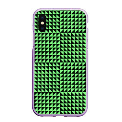 Чехол iPhone XS Max матовый Чёрно-зелёная оптическая иллюзия, цвет: 3D-сиреневый