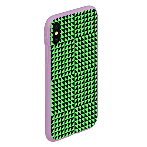 Чехол iPhone XS Max матовый Чёрно-зелёная оптическая иллюзия / 3D-Сиреневый – фото 2