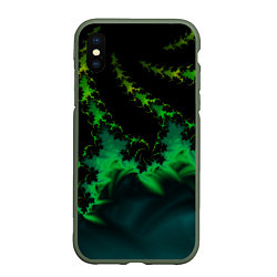 Чехол iPhone XS Max матовый Фрактал зеленая ёлочка, цвет: 3D-темно-зеленый