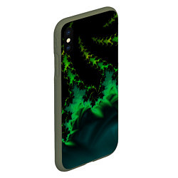 Чехол iPhone XS Max матовый Фрактал зеленая ёлочка, цвет: 3D-темно-зеленый — фото 2