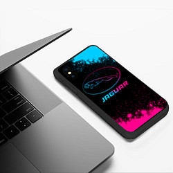 Чехол iPhone XS Max матовый Jaguar - neon gradient, цвет: 3D-черный — фото 2