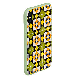 Чехол iPhone XS Max матовый Геометрический золотистый паттерн, цвет: 3D-салатовый — фото 2